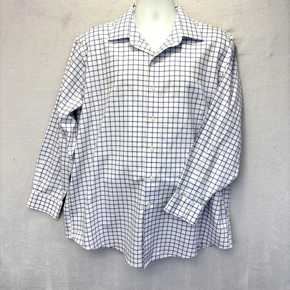 Brooks Brothers Non-Iron Dress Shirt Mens 17 32/33 Purple Plaid 100% Cotton